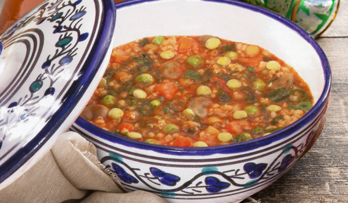 Potage de blé mondé aux légumes